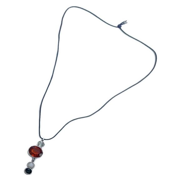 Auth SWAROVSKI - Orange Clear Multi Swarovski Crystal Chemical Fiber Necklace - Picture 2 of 4